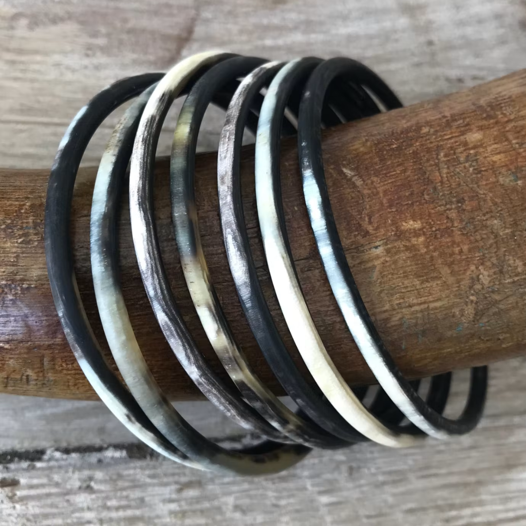 Buffelhoorn armbandenset 7 stuks, Mat (Joyline-Creations