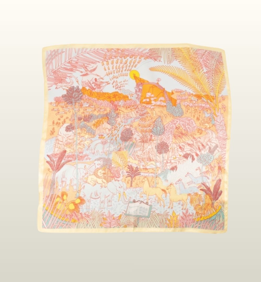 Zaya Zijden Sjaal Roze Hart Print & Fantasy Land – Luxe Silk Scarf | Teatro Fashion