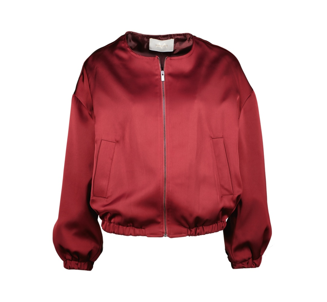 Bomberjack Acosse Light Taupe & Bordeaux | Amélie & Amélie image 2