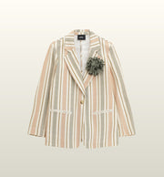 Gestreepte Blazer met Zakjes en Bloemapplicatie | Dixie