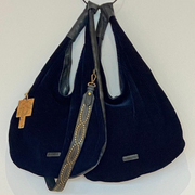 Tas Mandoline Suede Blauw met Glitter Effect