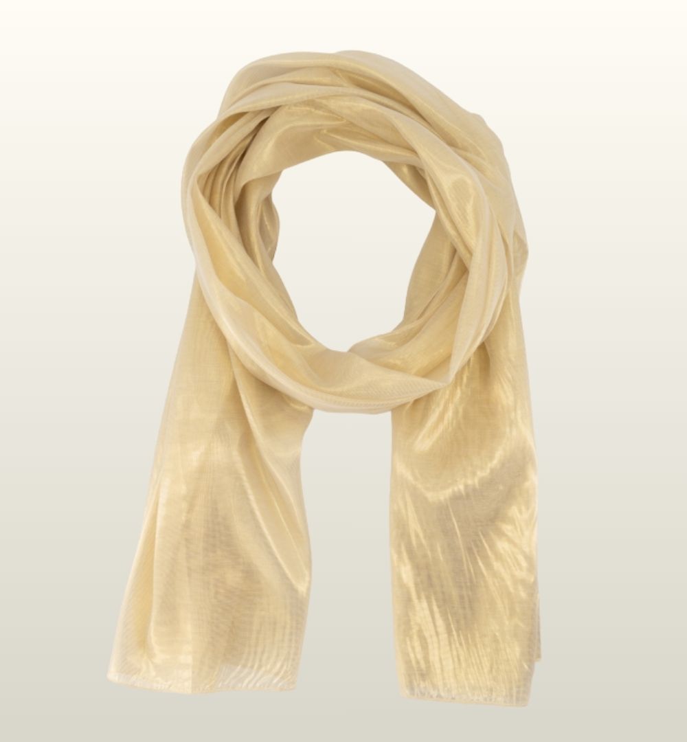 Mikki Shimmer Sjaal – Elegante Glans Sjaal in Goud en Lichtblauw | Teatro Fashion image 2