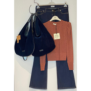 Tas Mandoline Suede Blauw met Glitter Effect