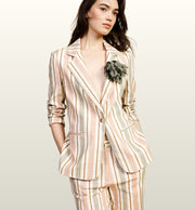 Gestreepte Blazer met Zakjes en Bloemapplicatie | Dixie