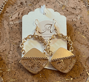 Diamantvorm Kurk Oorbellen met Gouden Hanger – Set met Ketting