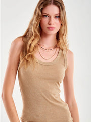 Tanktop Gold Ribbed Lurex  Vicolo
