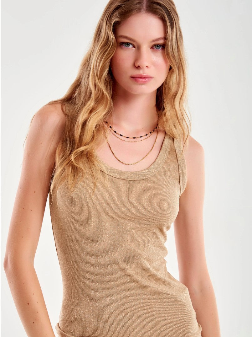 Tanktop Gold Ribbed Lurex  Vicolo image 0