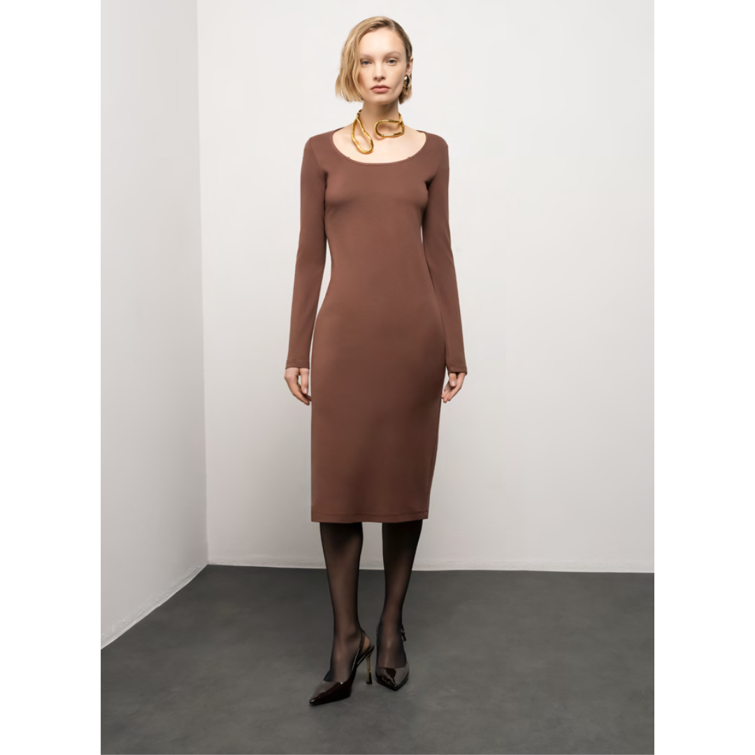Lange Aansluitende Choco Jurk – Elegant & Comfortabel | Mironce image 0
