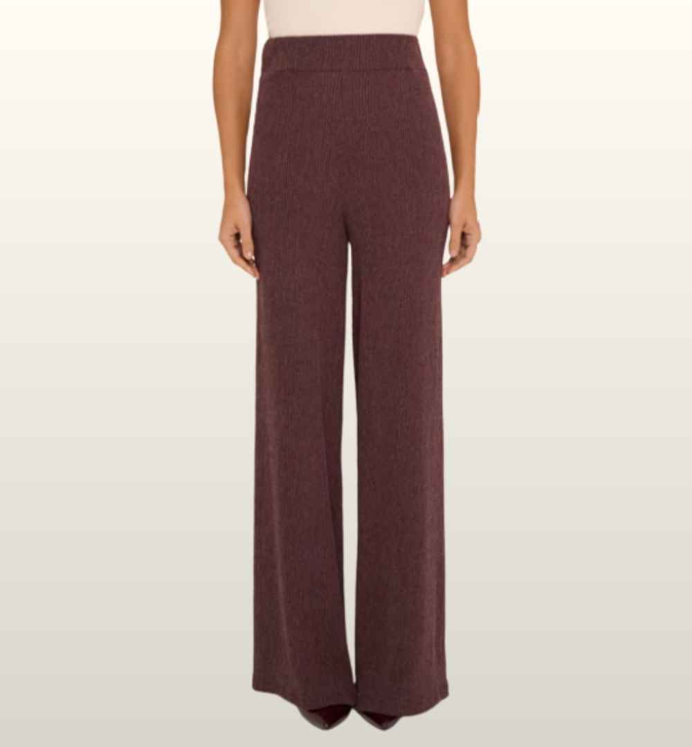 Mid Wide Leg Broek Le Sarte del Sole | Elastische Taille & Stretch | Vino & Grigio