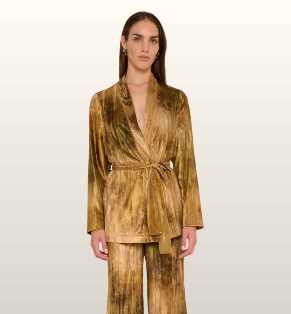 Fluwelen Kimono Jasje met Gouden Touch | Le Sarte del Sole