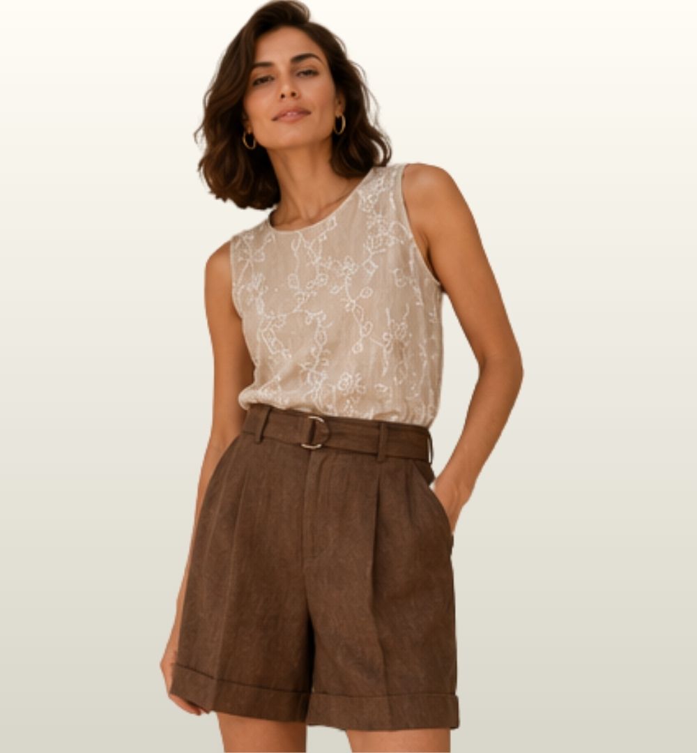 Lolilta Mouwloze Shirt Blouse – Amélie Amélie | Elegante Dames Blouse met Borduursel
