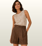 Lolilta Mouwloze Shirt Blouse – Amélie Amélie | Elegante Dames Blouse met Borduursel