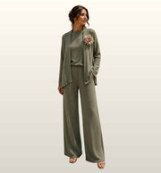 Mid Wide Leg Broek Le Sarte del Sole | Elastische Taille & Stretch | Vino & Grigio