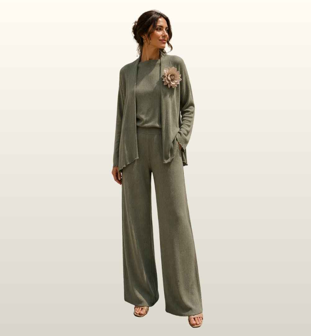 Mid Wide Leg Broek Le Sarte del Sole | Elastische Taille & Stretch | Vino & Grigio