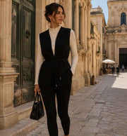 Stretch Longsleeve met Motief Panna & Zwart - Le Sarte del Sole