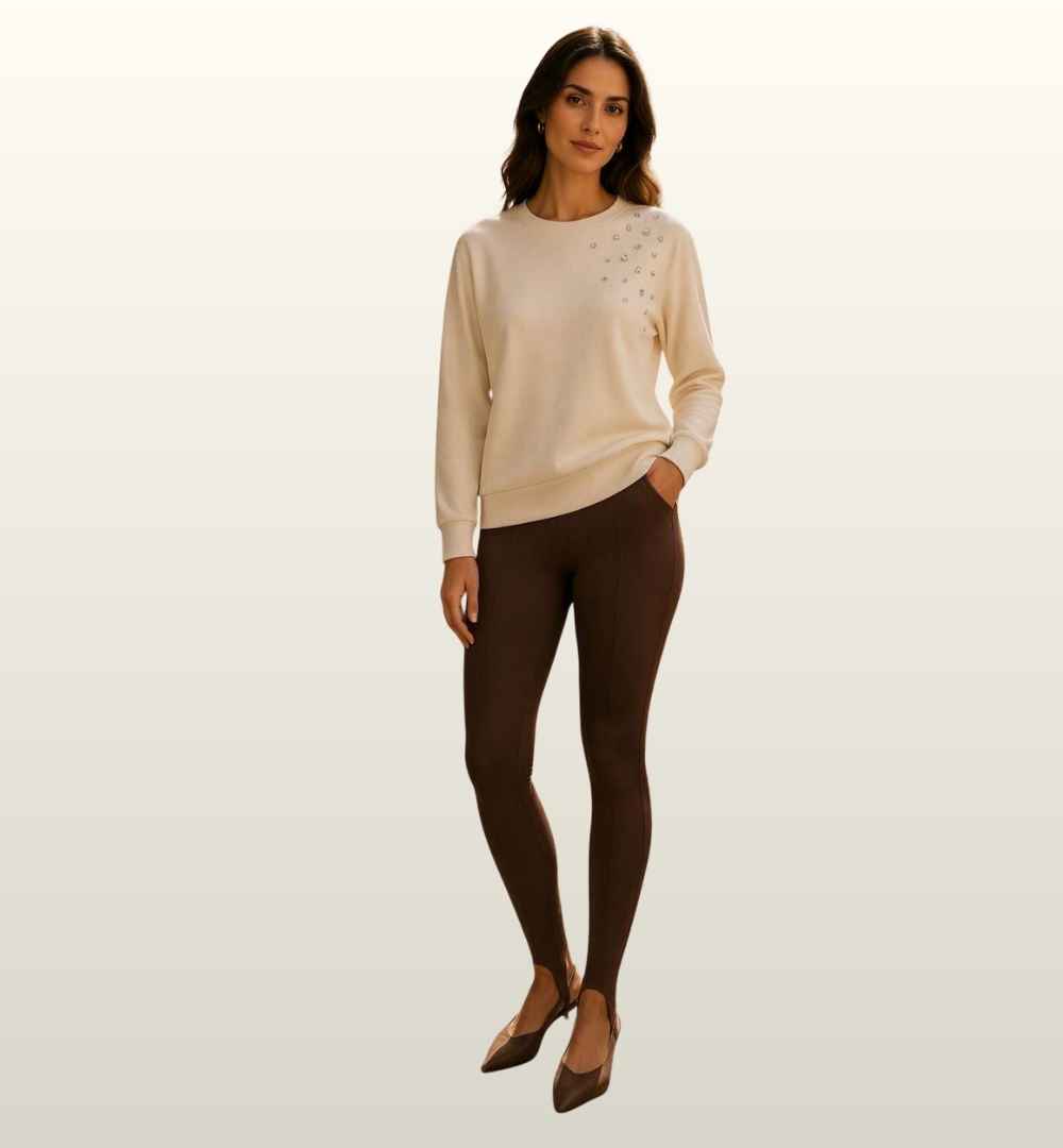 Jogpantalon met Elastische Enkelband en Luxe Stretchstof – Le Sarte Del Sole