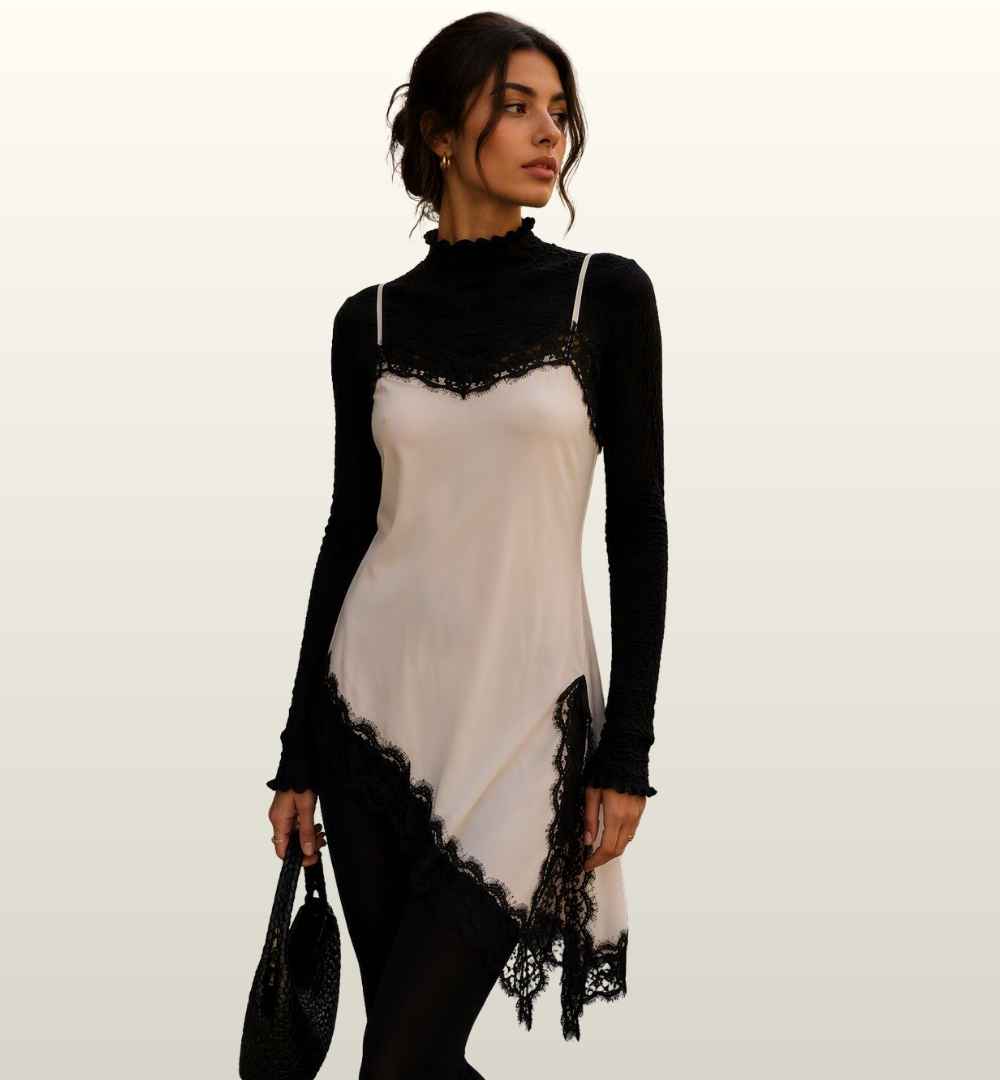 Stretch Longsleeve met Motief Panna & Zwart - Le Sarte del Sole