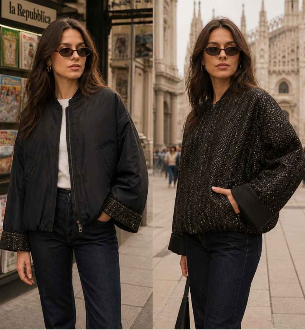 Tweezijdig Bomberjack met Glitter | Le Sarte del Sole