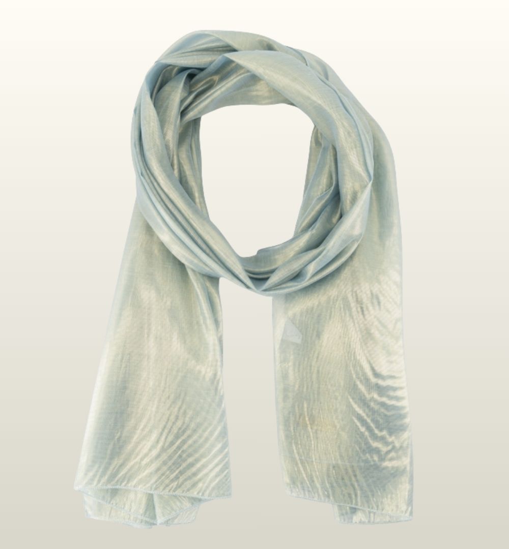 Mikki Shimmer Sjaal – Elegante Glans Sjaal in Goud en Lichtblauw | Teatro Fashion