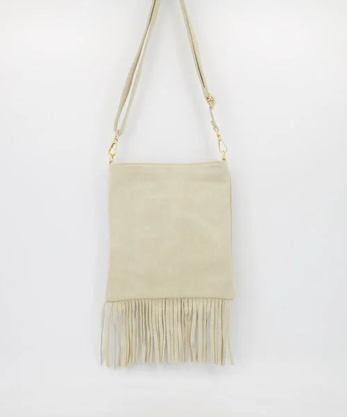 Indigo Crossbody Tas – 100% Suède Leer – Ecru & Goud – Luxe Dames Tas