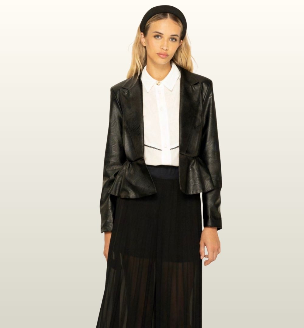 Mouwloze Blouse Champagne Zwart – Mironcé | Elegante Italiaanse Stijl