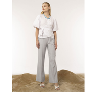 Damespantalon Cielo (lichtblauw) – Mironce flared leg met elastische tailleband
