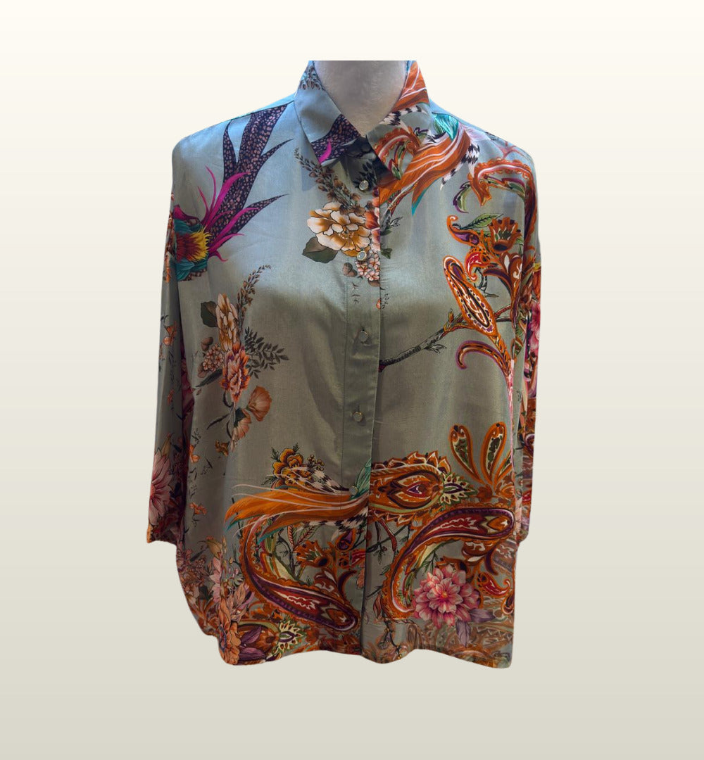 Trendy blouse met bloem- en paisleyprint in Salvia – Dixie