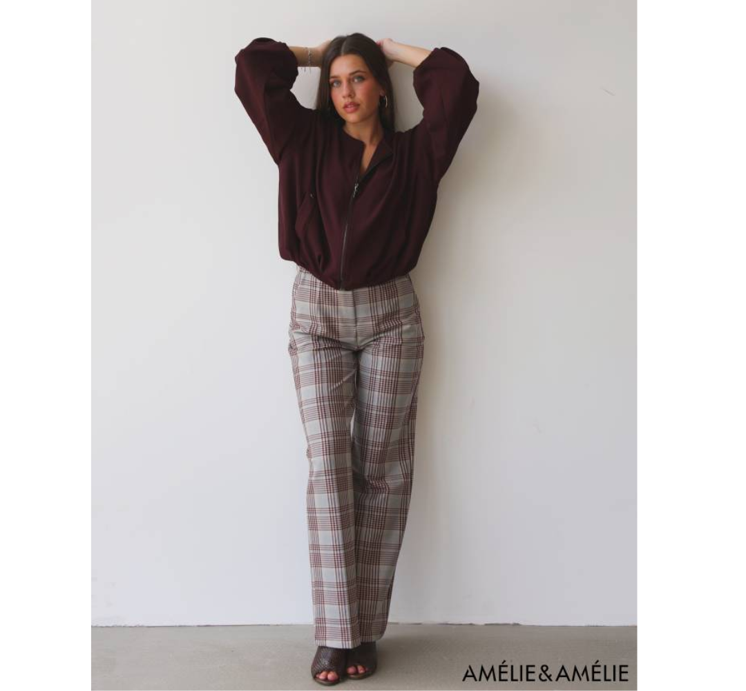 Bomberjack Acosse Light Taupe & Bordeaux | Amélie & Amélie image 4