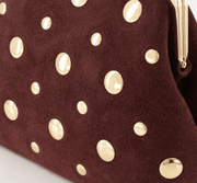 Clara Stud – Suède Leren Handtas – Bordeaux / Choco