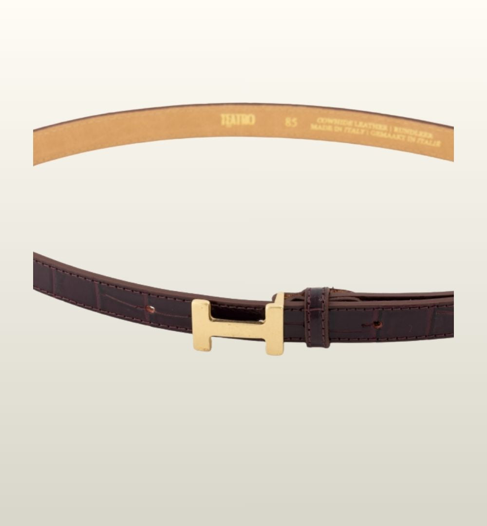 Hera Riem – Smalle Leren Damesriem met Goudkleurige Gesp van Teatro Fashion image 11