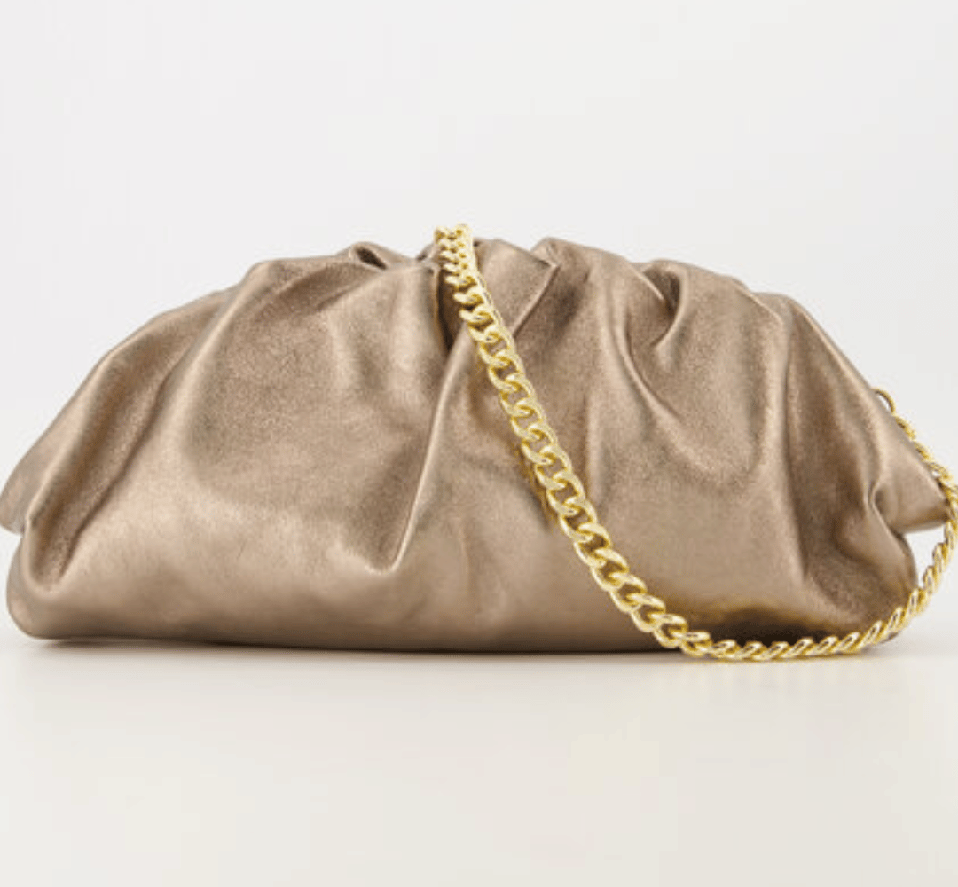 Maxime – Metallic Leren Clutch – Brons / Goud