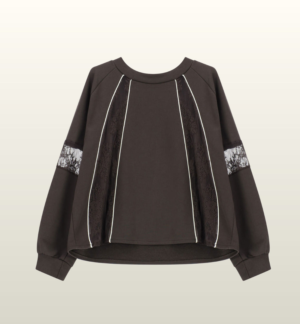 Sierlijke sweater met kantdetails in moro – Dixie