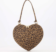Lamour – Hartvormige Handtas – Gold / Burgundy / Leopard