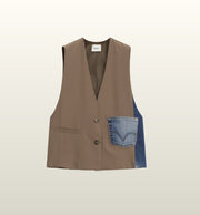 Stijlvol gilet met contrastdenim zak – Dixie