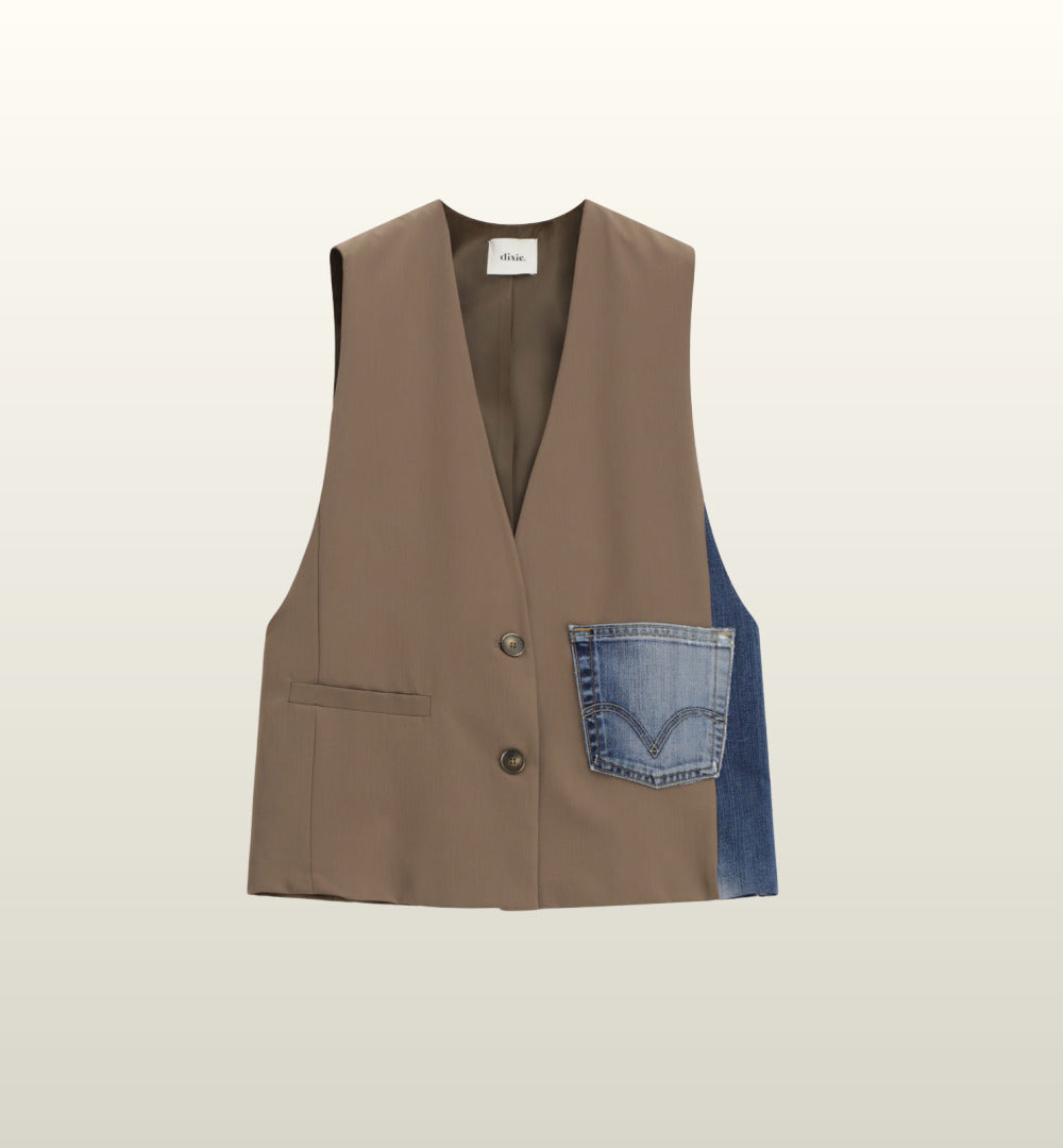 Stijlvol gilet met contrastdenim zak – Dixie image 1