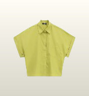 Korte katoenen blouse met wijde mouwen in helder groen – Dixie