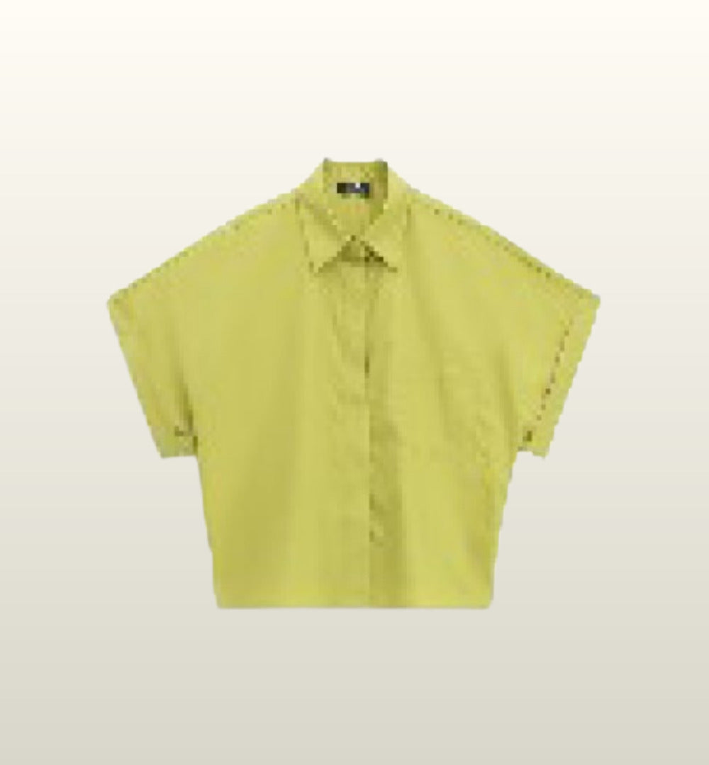 Korte katoenen blouse met wijde mouwen in helder groen – Dixie image 1
