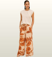 Wide Leg Zomerpantalon Floreal Beige-Tegola – Le Sarte del Sole | Elegante Comfort Fit