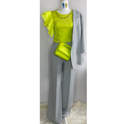T-shirt lime Jaime – met ketting & plofmouwen