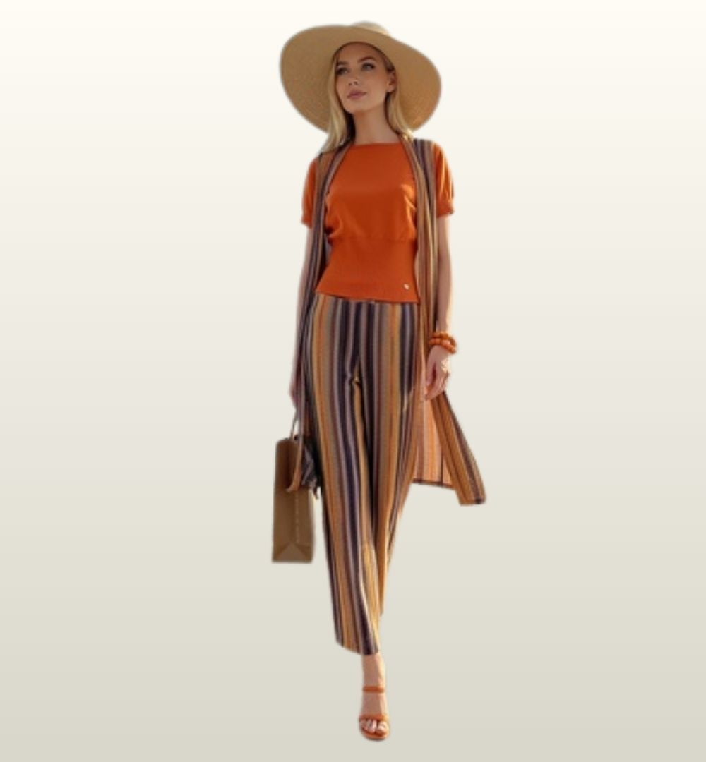 Stella Choco Pantalon Verticaal Gestreept – Amélie & Amélie