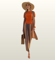 Stella Choco Pantalon Verticaal Gestreept – Amélie & Amélie