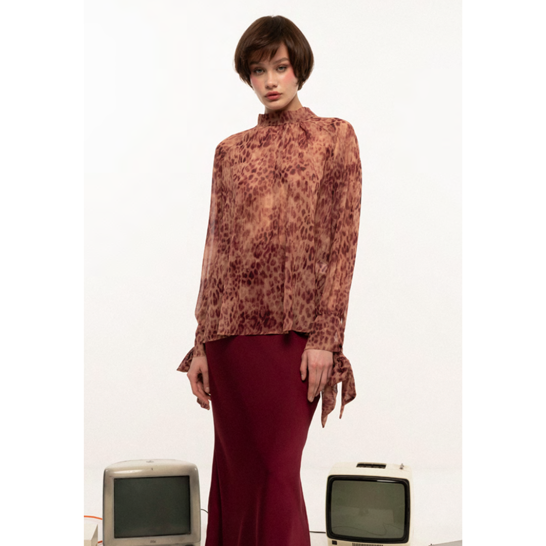Blouse Tijgerprint (Burgundy) Mironce