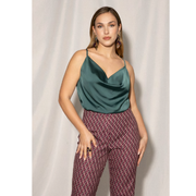 Pantalon Mealys Bordeaux met Mintgroene Print