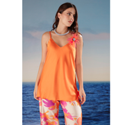 Elegante Oranje Top met Afneembare Bloem – Chic & Stijlvol | Mealys