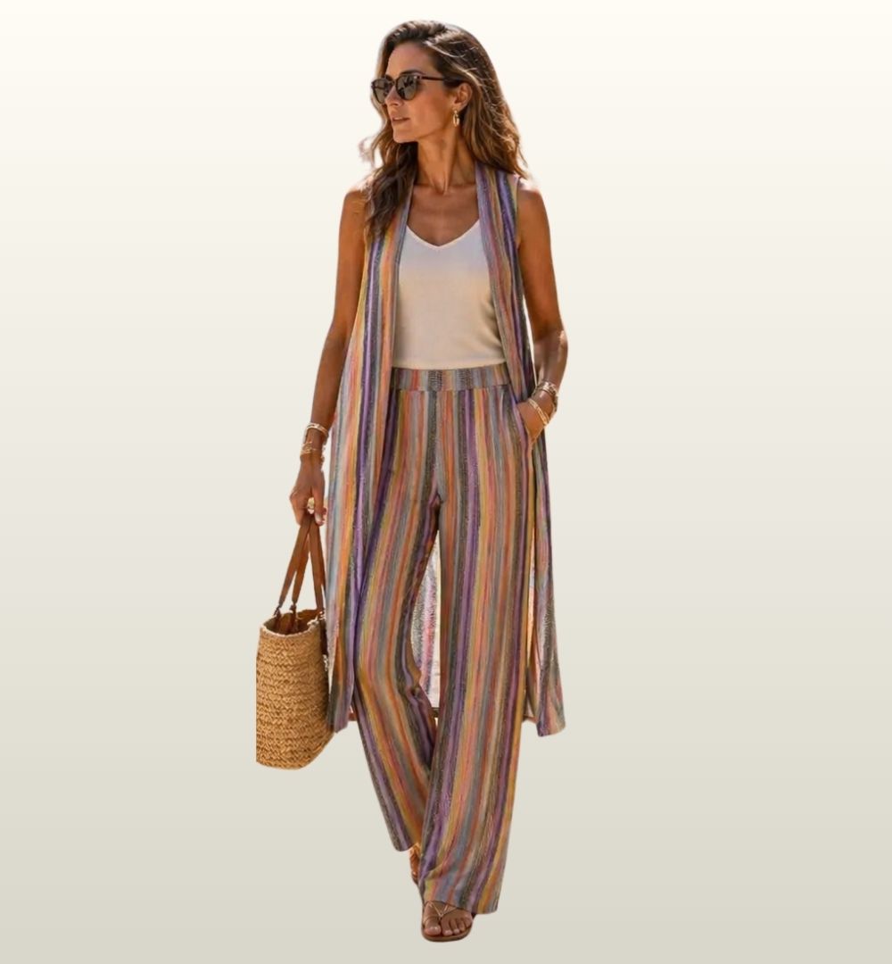 Brenda Choco Gilet Verticaal Gestreept – Amélie & Amélie image 0