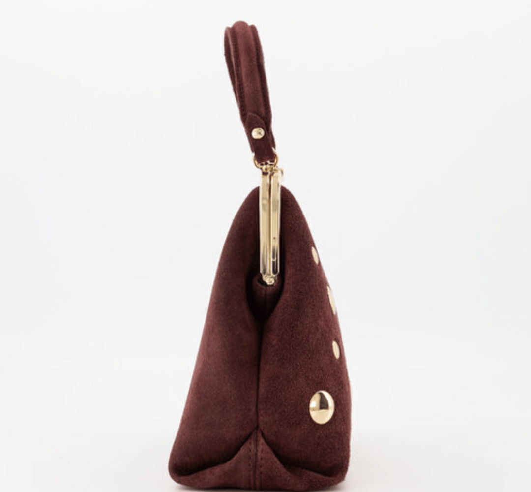 Clara Stud – Suède Leren Handtas – Bordeaux / Choco