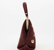 Clara Stud – Suède Leren Handtas – Bordeaux / Choco