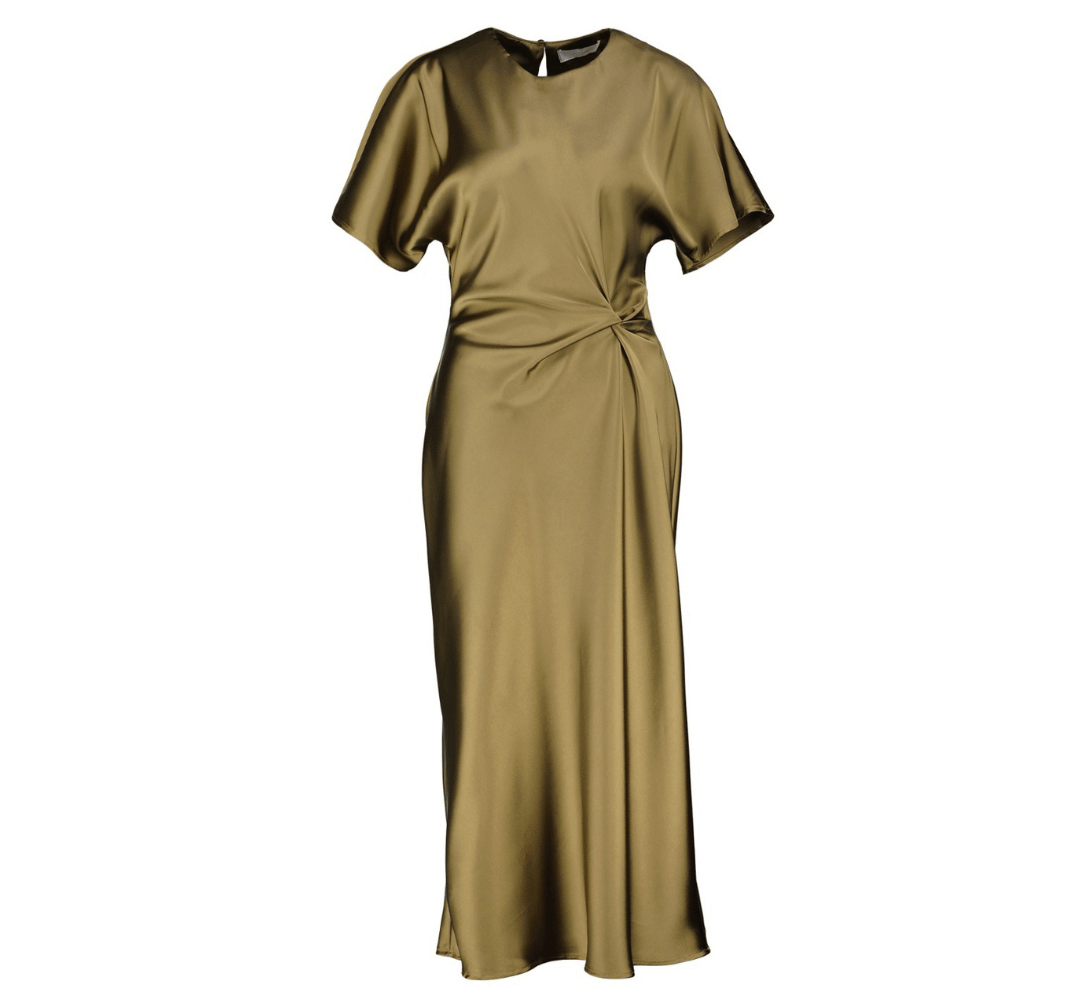 Elegante Jurk Glans – Amélie Amélie | Knoopdetail en Subtiele Glans