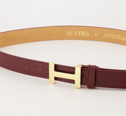 Hera Big – Classic Grain Lederen Riem met Gouden Gesp – Bordeaux / Wit