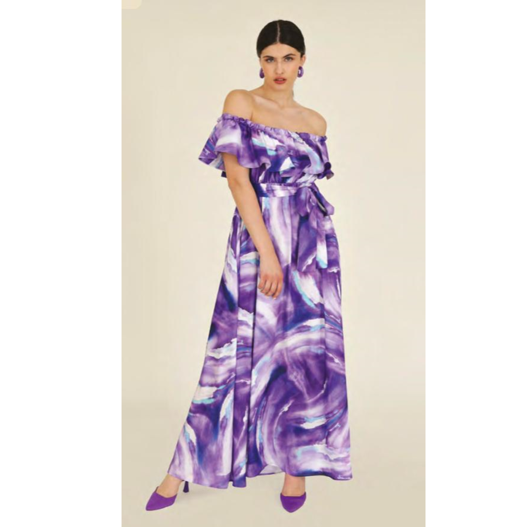Jurk lila Jhenit – Tie Dye & elegante pasvorm image 0